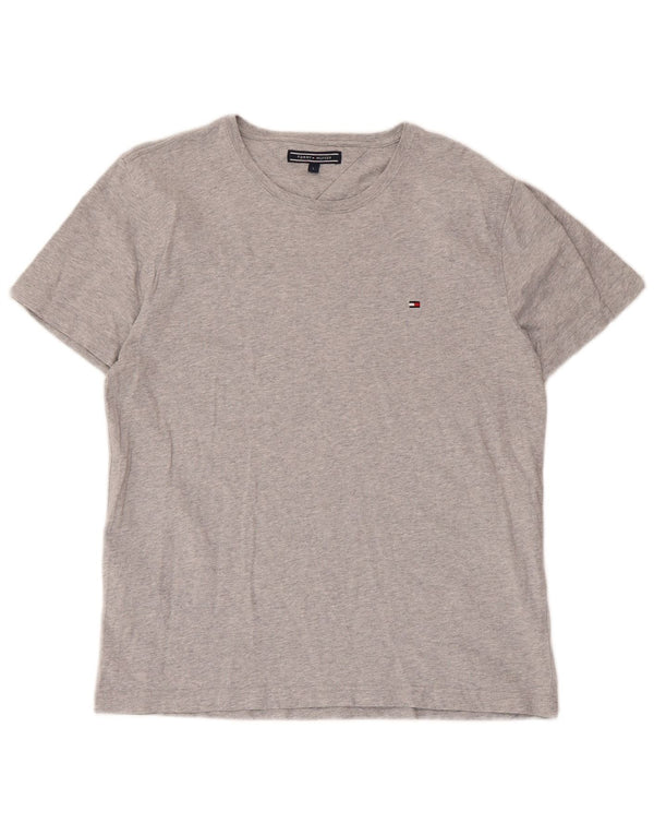Tommy Hilfiger Damen T-Shirt Top UK 16 Large Grau Baumwolle