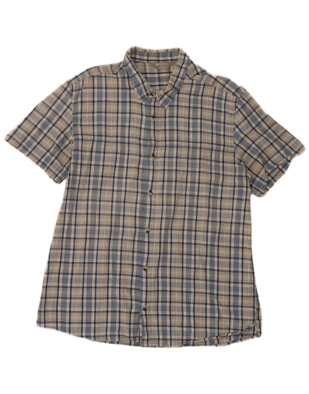 Mountain Warehouse Herren-Kurzarmhemd XL aus blau karierter Baumwolle