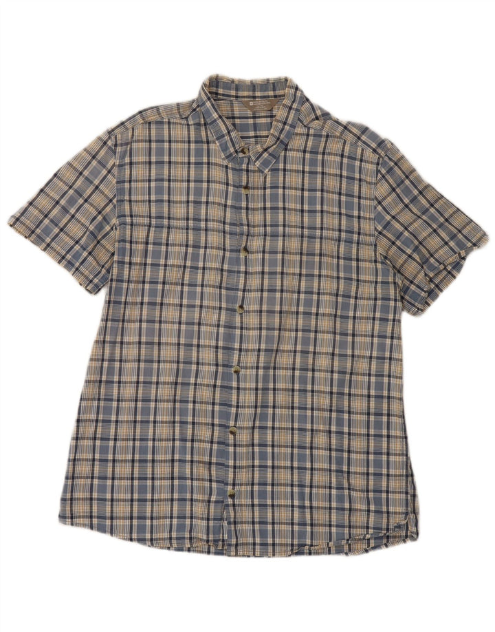 Mountain Warehouse Herren-Kurzarmhemd XL aus blau karierter Baumwolle