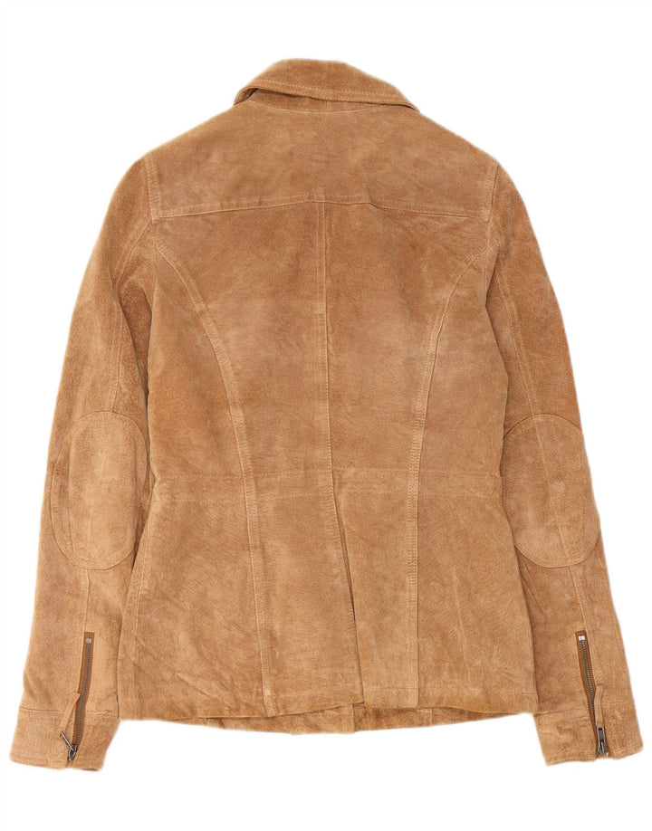 CAMAIEU Damen Wildlederjacke UK 8 Small Beige Leder