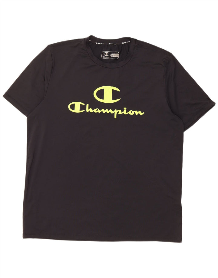 CHAMPION Herren Grafik T-Shirt Top XL Schwarz Polyester