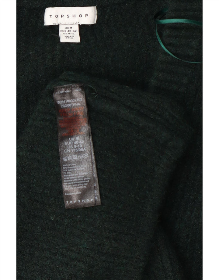 Topshop Damen Longline V-Ausschnitt Pullover Pullover UK 14 Mittelgrün Polyester