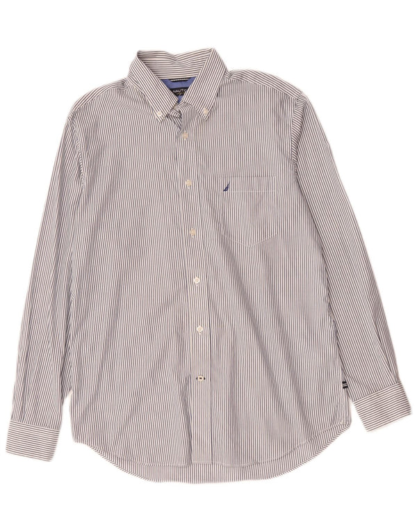 NAUTICA Mens Shirt Medium Blue Pinstripe Cotton