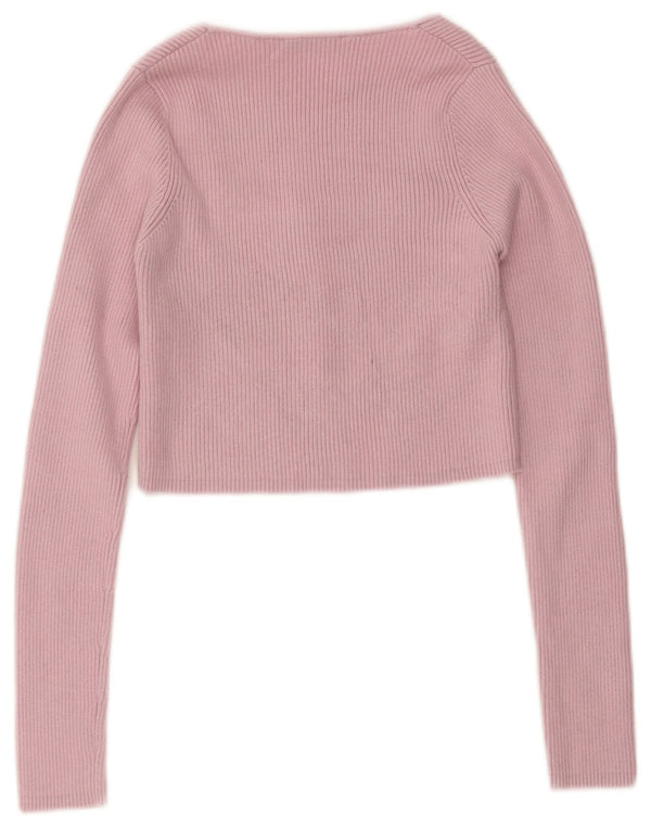 Zara Damen Crop Cardigan Top UK 8 Small Rosa Nylon