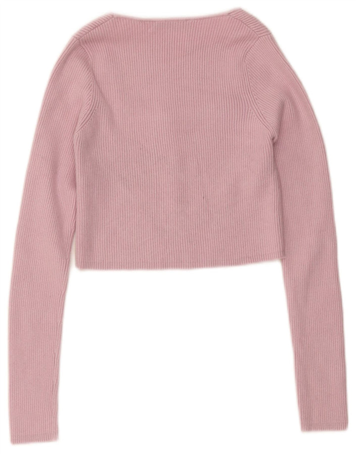 Zara Damen Crop Cardigan Top UK 8 Small Rosa Nylon