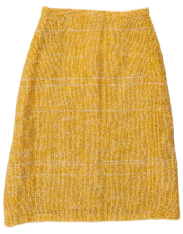 Vintage Damen A-Linie Rock W26 Klein Gelb kariert