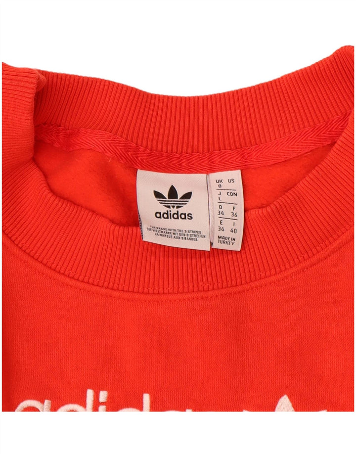 Adidas Damen Übergroßer Grafik-Sweatshirt-Pullover UK 8 Small Orange Baumwolle