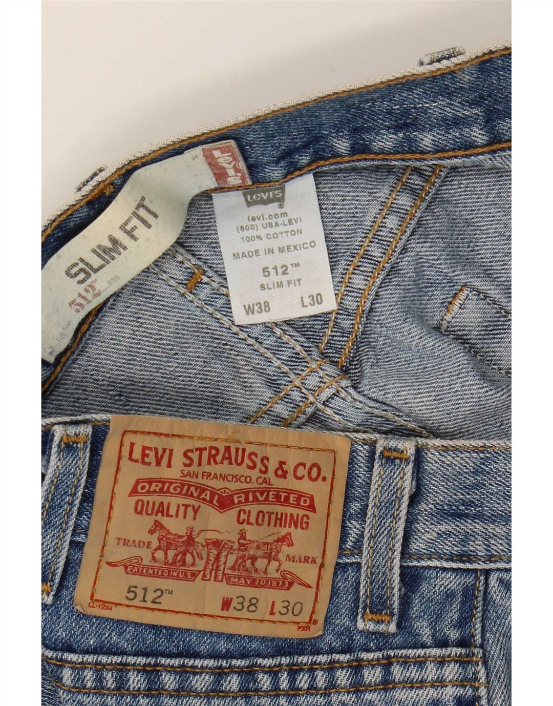 Levi's Herren 512 Slim Jeans W38 L27 Blaue Baumwolle