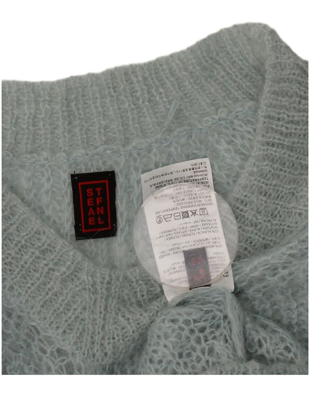 Stefanel Damen-Pullover, übergroß, V-Ausschnitt, UK 6, XS, Blau, Polyamid