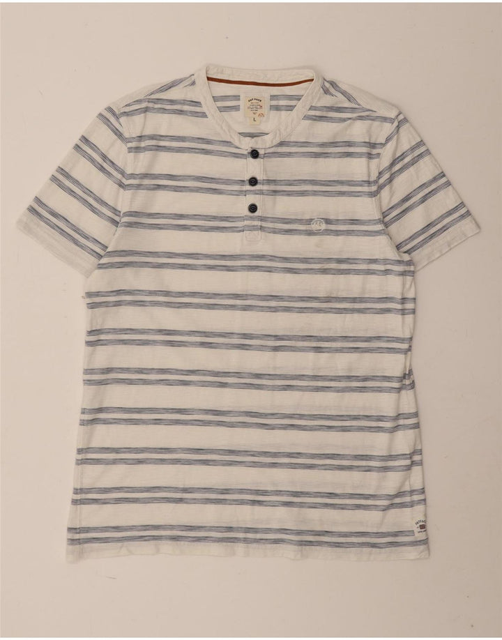Fat Face Herren-T-Shirt aus Baumwolle, groß, weiß gestreift