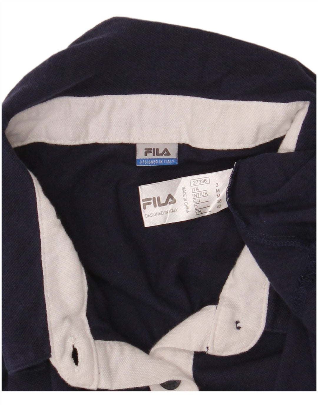 Fila Damen Poloshirt UK 12 Medium Marineblau Baumwolle