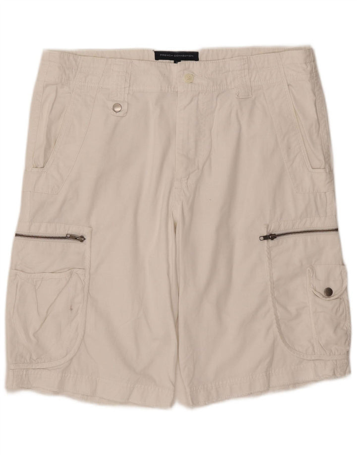 French Connection Herren-Cargoshorts, W36, Größe L, weiße Baumwolle
