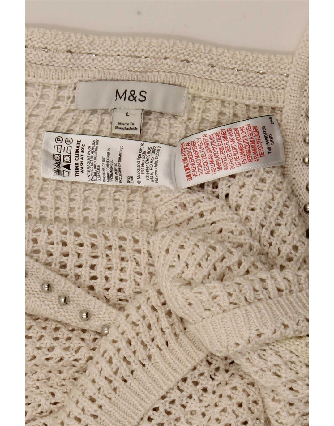 Marks & Spencer Häkel-Cami-Top für Damen, UK-Größe 44, Größe L, gebrochenes Weiß, Acryl