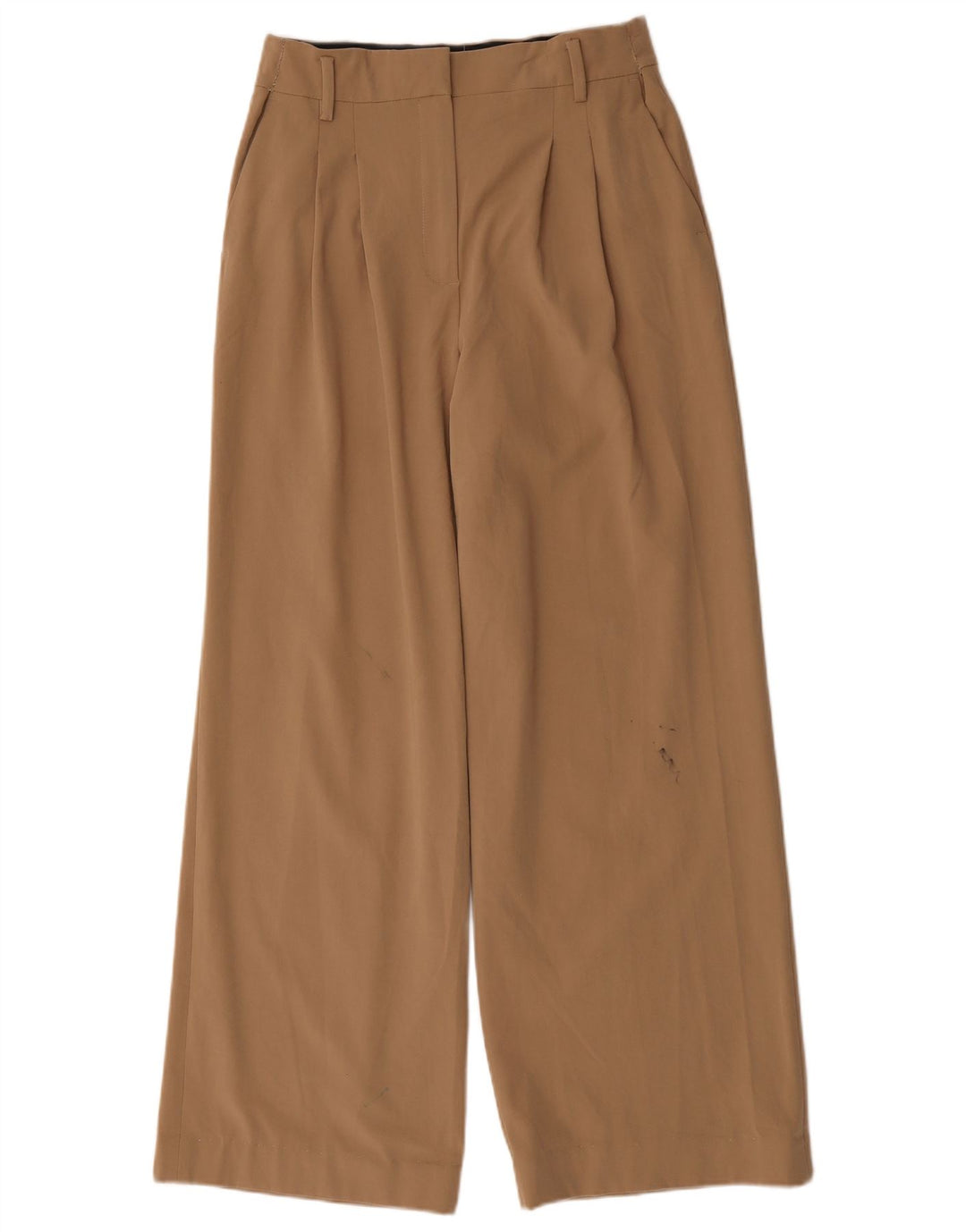 Zara Damen-Chinohose mit weitem Bein, mittelgroß, W28, L30, braun, Polyester