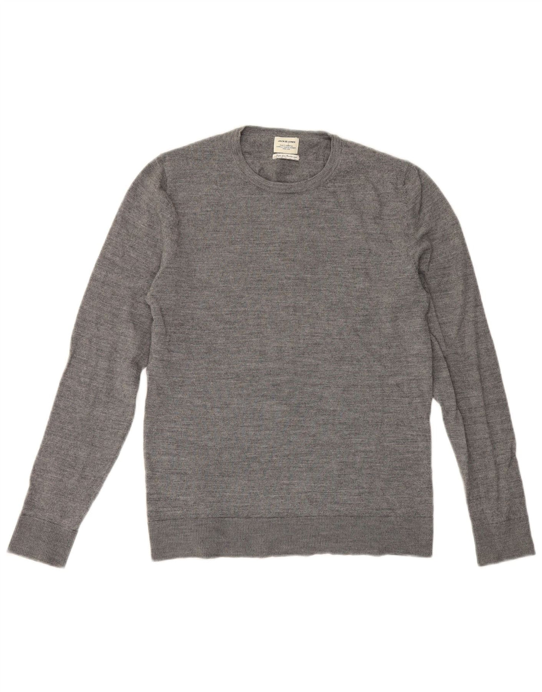Jack & Jones Herren-Pullover mit Rundhalsausschnitt, mittelgraue Wolle