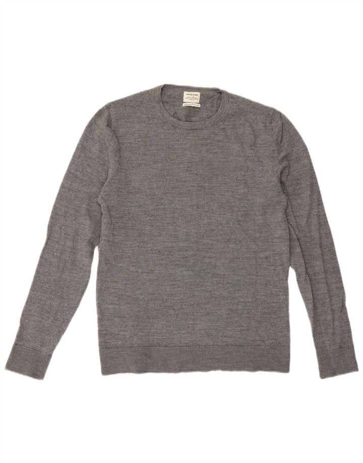 Jack & Jones Herren-Pullover mit Rundhalsausschnitt, mittelgraue Wolle