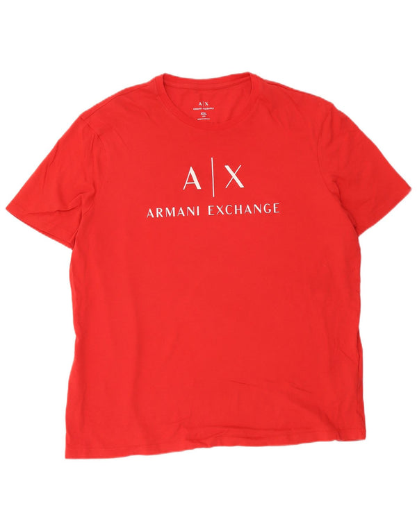 Armani Exchange Herren Slim Graphic T-Shirt Top 2XL Rote Baumwolle