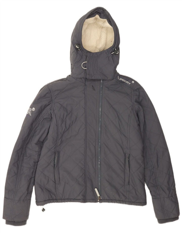 Superdry Damen Windcheater Kapuzen-Windjacke UK 40 Large Grau
