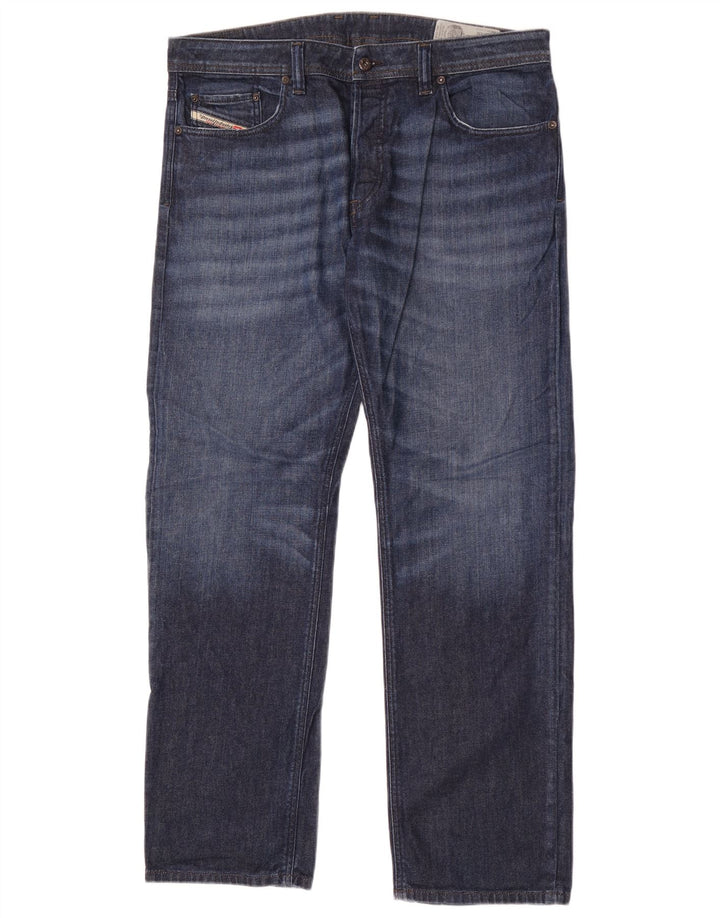 Diesel Herren Straight Jeans W36 L32 Blaue Baumwolle