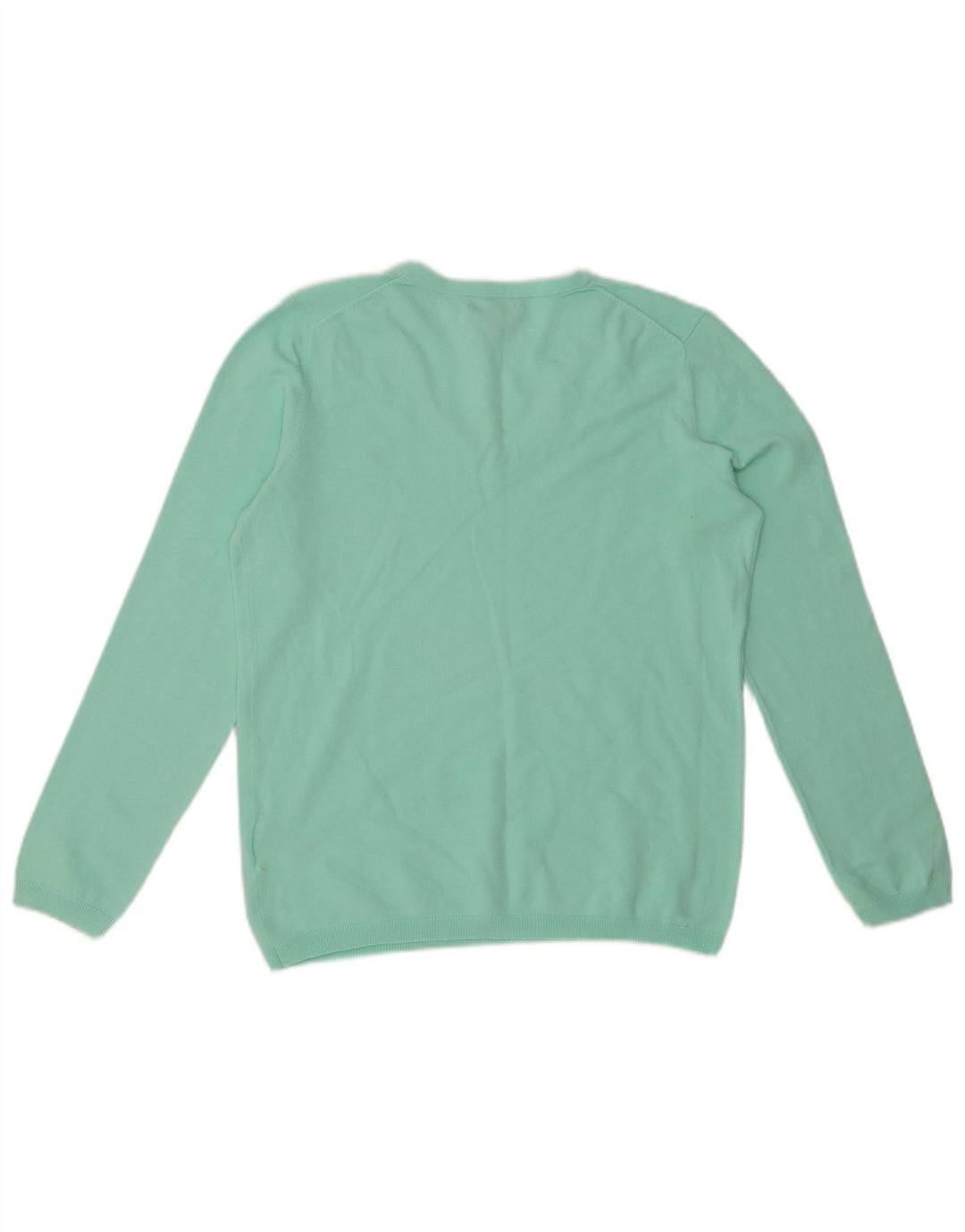 TOMMY HILFIGER Damen-Pullover mit V-Ausschnitt, UK 14, große türkisfarbene Baumwolle