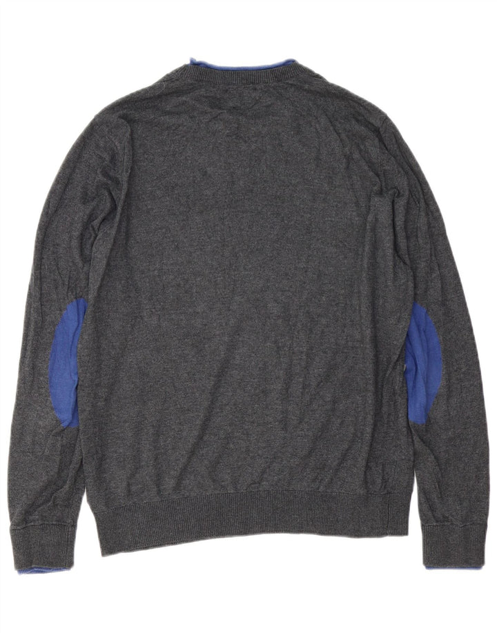 Gas Herren-Pullover mit Rundhalsausschnitt, mittelgraue Baumwolle