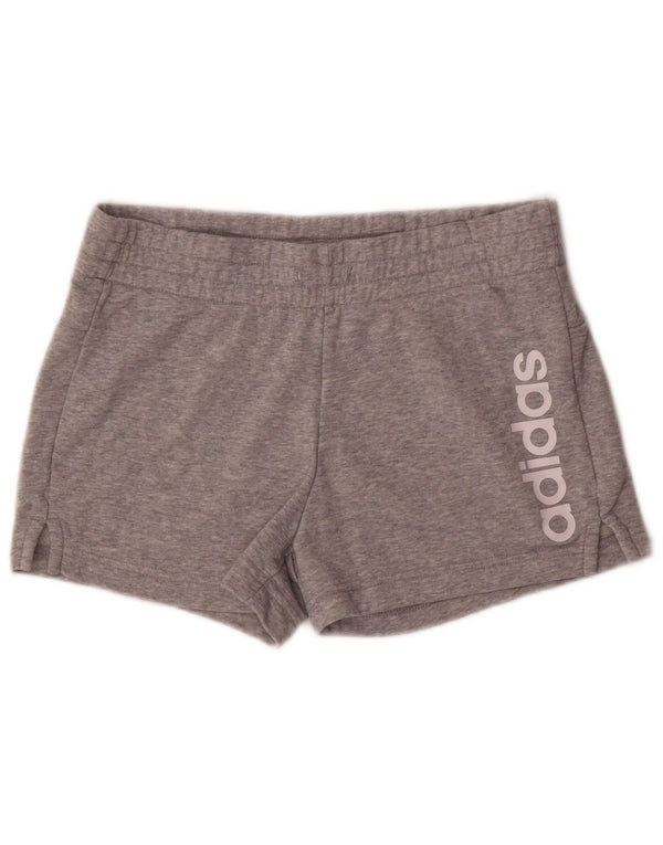 Adidas Damen Graphic Sport Shorts UK 8/10 Small Graue Baumwolle