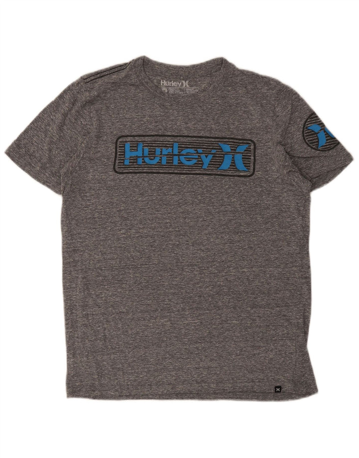 Hurley Premium Fit Grafik-T-Shirt-Oberteil für Herren aus mittelgrau meliertem Polyester