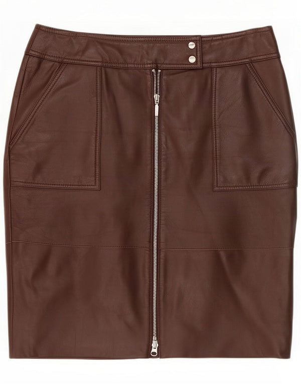 Etam Damen Lederrock UK 14 Medium W34 Braun