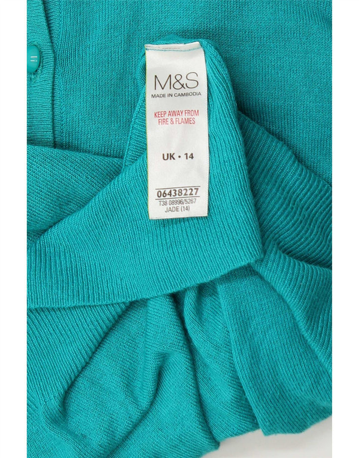 Marks & Spencer Damen Strickjacke Pullover UK 14 Große türkisfarbene Viskose