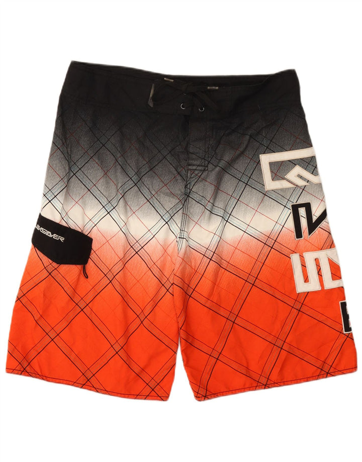 Quiksilver Herren-Badeshorts mit Grafik, großes orangefarbenes Karomuster, Polyester
