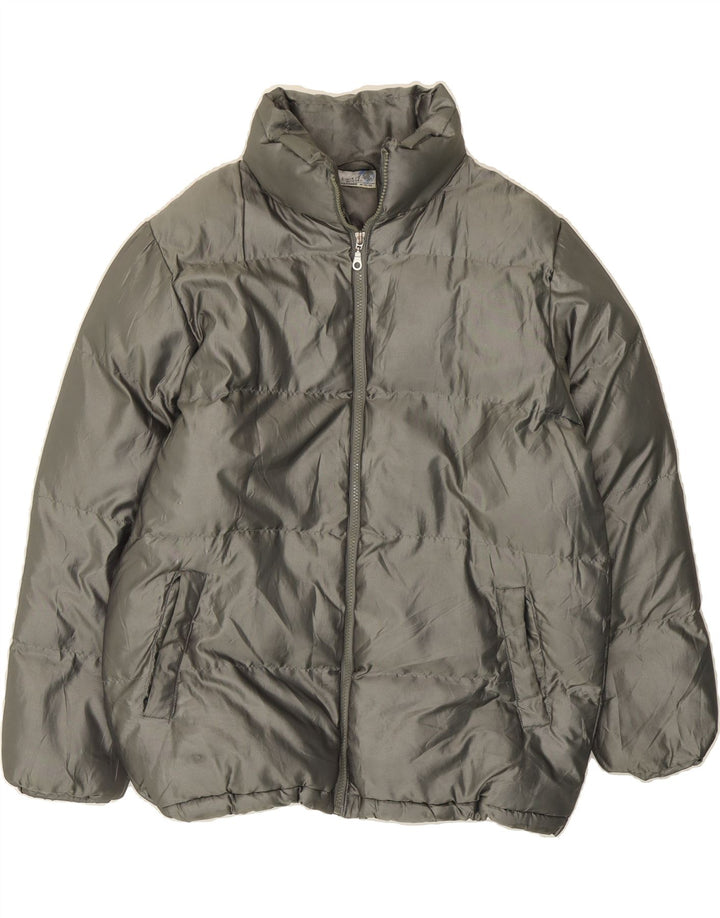 VINTAGE Womens Hooded Padded Jacket UK 38/40 Medium Grey Polyester Vintage Vintage and Second-Hand Vintage from Messina Hembry 