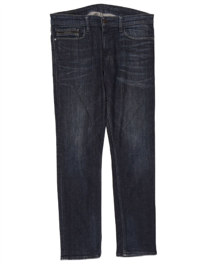 Calvin Klein Herren Slim Jeans W33 L32 Marineblau Baumwolle