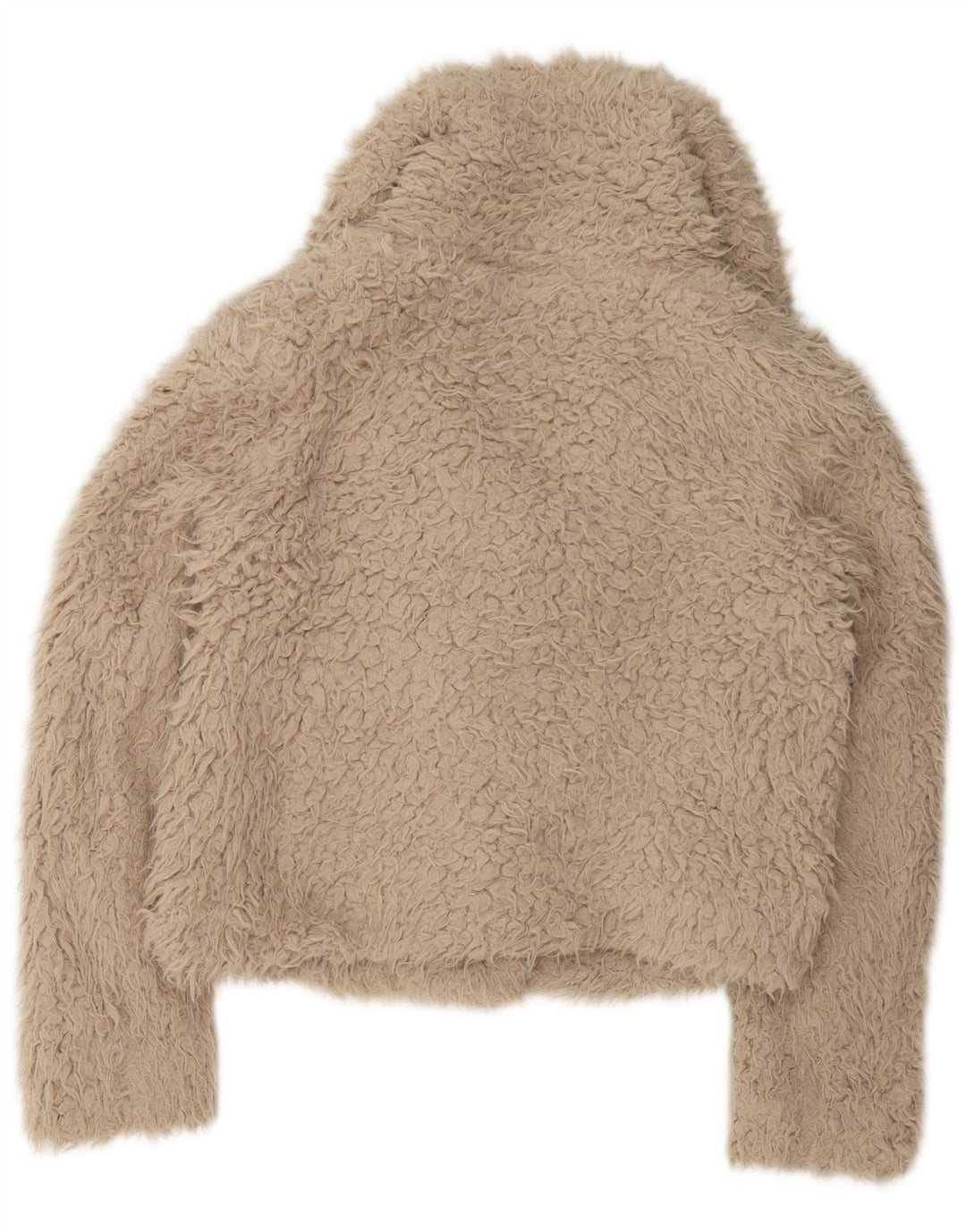 Zara Damen Oversize Crop Teddy Bear Jacke UK 10 Small Beige Polyester