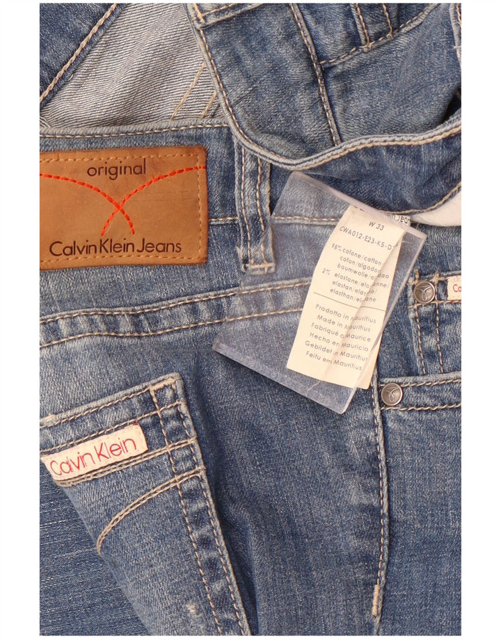 Calvin Klein Damen Distressed Straight Jeans W33 L32 Blaue Baumwolle