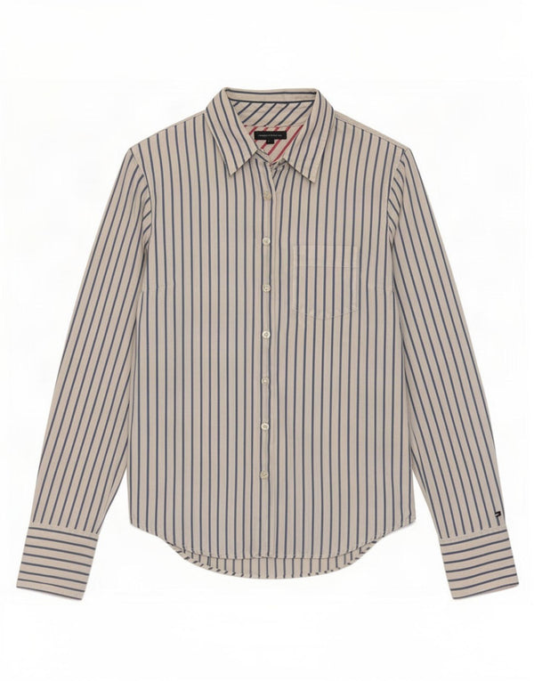 Tommy Hilfiger Damenhemd US 6 Mittelblaue Nadelstreifen-Baumwolle