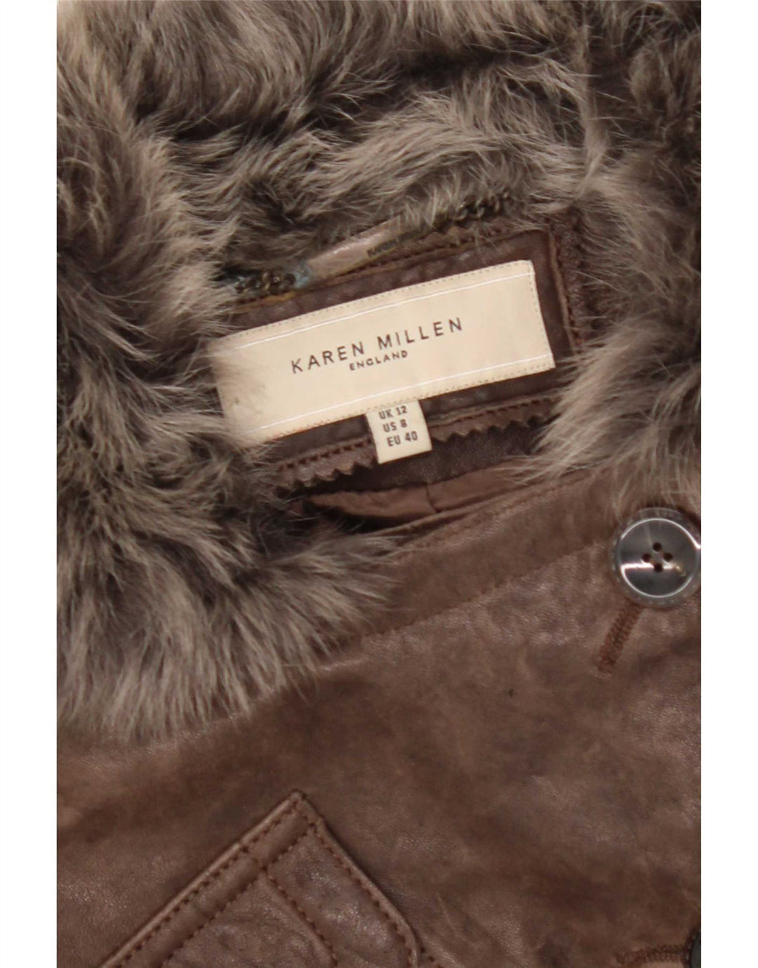 Karen Millen Damen Lederjacke UK 12 Mittelbraun
