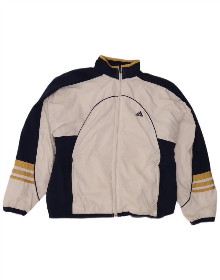 Adidas Damen-Trainingsanzug-Top-Jacke, UK 14, Größe L, Weiß, Farbblock