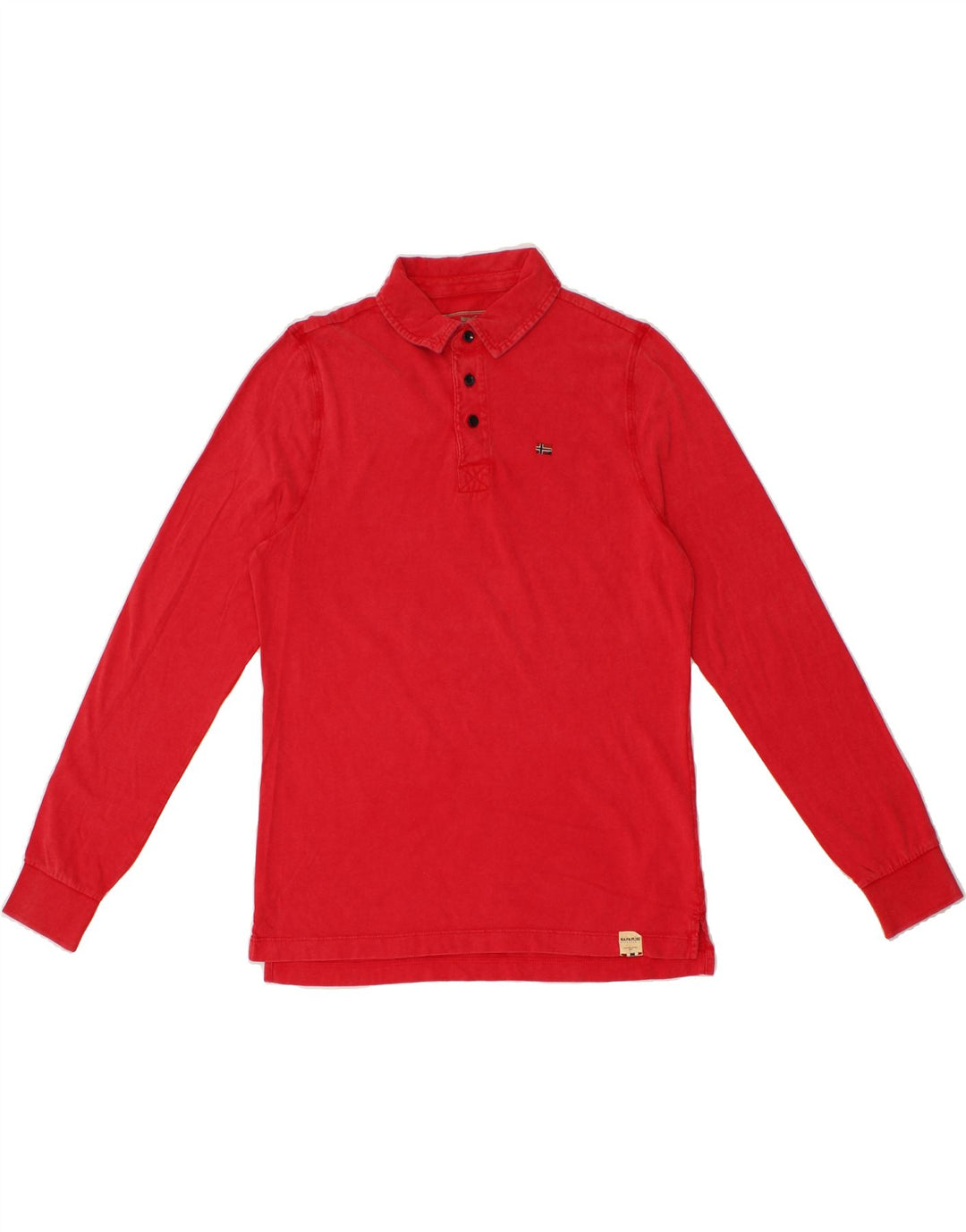 NAPAPIJRI Mens Long Sleeve Polo Shirt Small Red Vintage Napapijri and Second-Hand Napapijri from Messina Hembry 