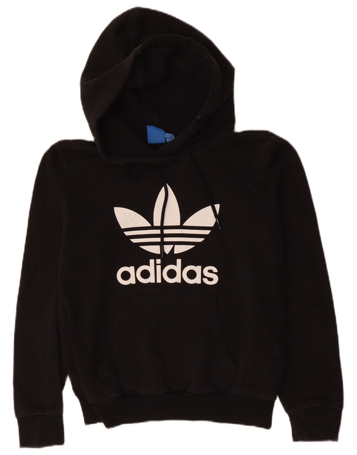 ADIDAS Womens Graphic Oversized Hoodie Pullover UK 10 Small Schwarz Polyester