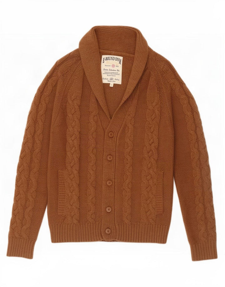 Vintage Herren Cardigan Pullover Mittelbraun Polyacryl