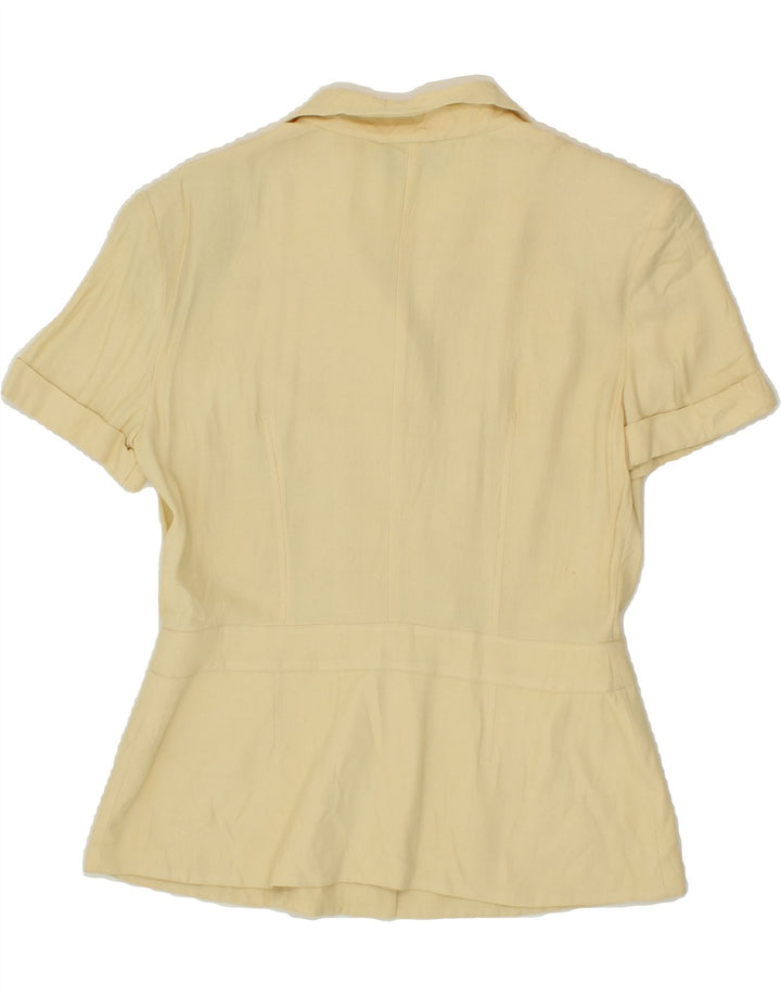 TRUSSARDI Womens Short Sleeve 4 Button Blazer Jacket IT 44 Medium Beige Vintage Trussardi and Second-Hand Trussardi from Messina Hembry 