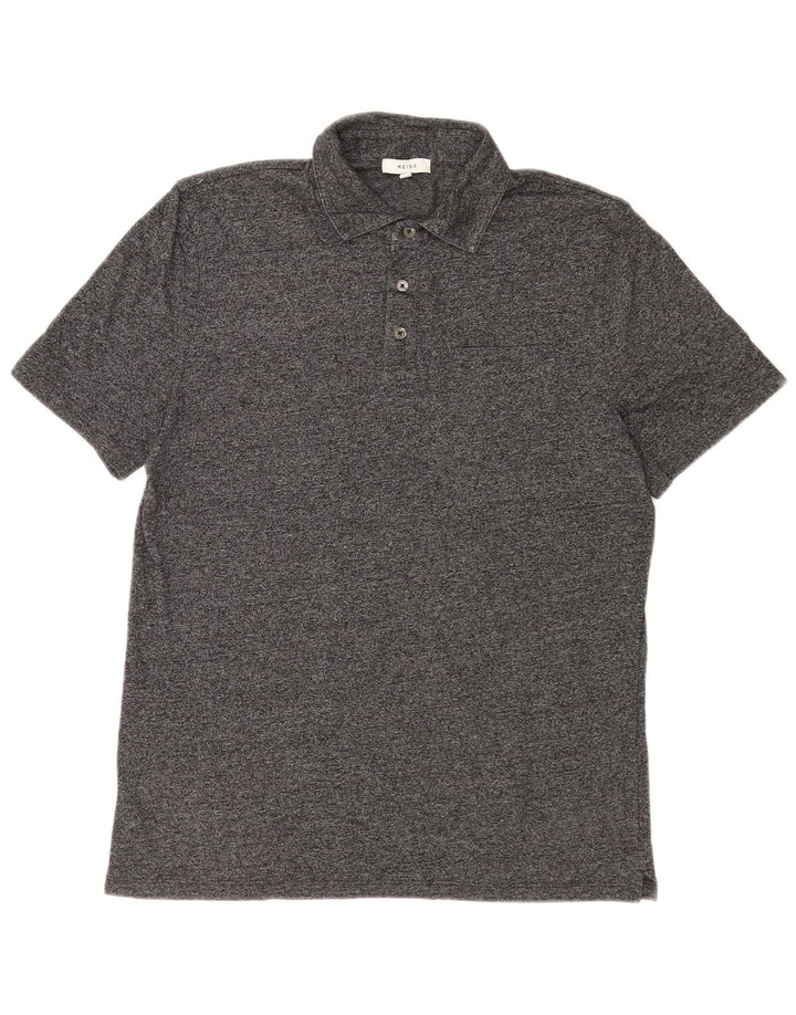 Reiss Herren-Poloshirt aus mittelgrau gefleckter Baumwolle