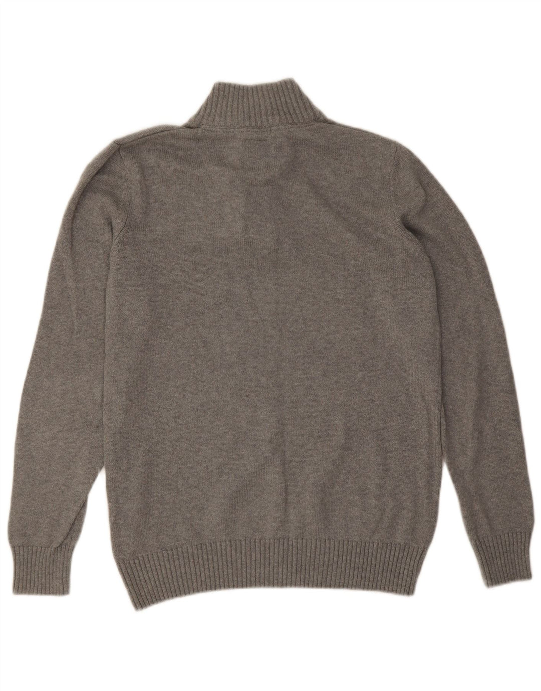Crew Clothing Herren-Pullover mit Knopfkragen, Größe L, aus grauer Baumwolle