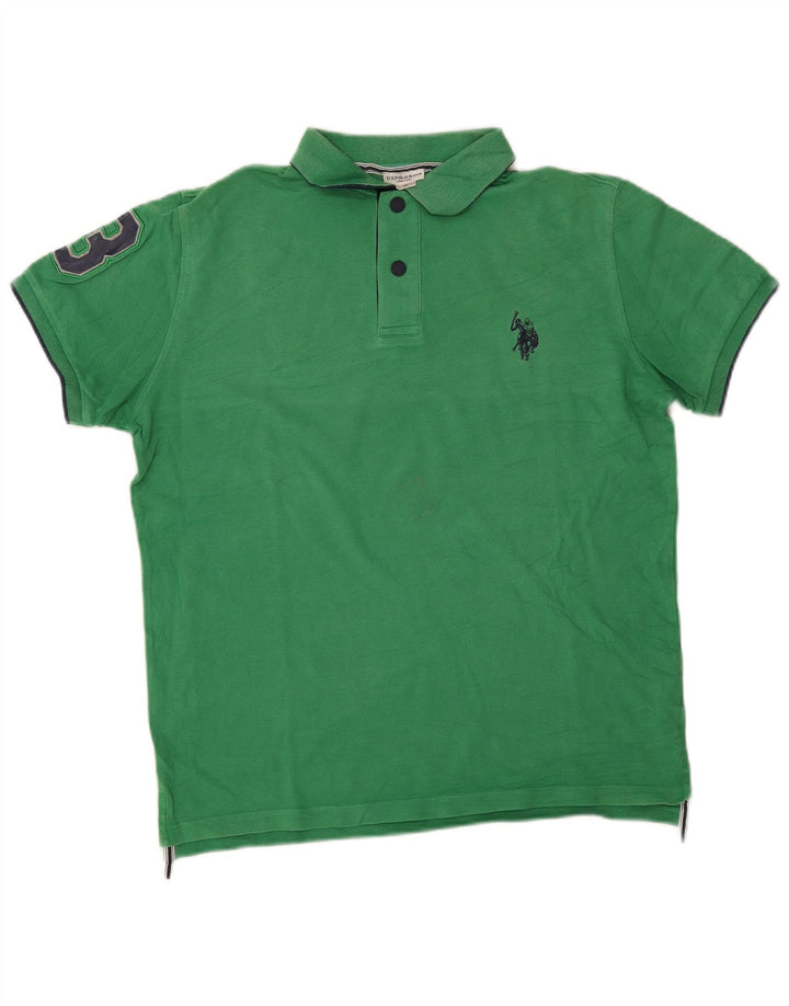 U.S. Polo Assn. Herren-Grafikhemd aus mittelgrüner Baumwolle