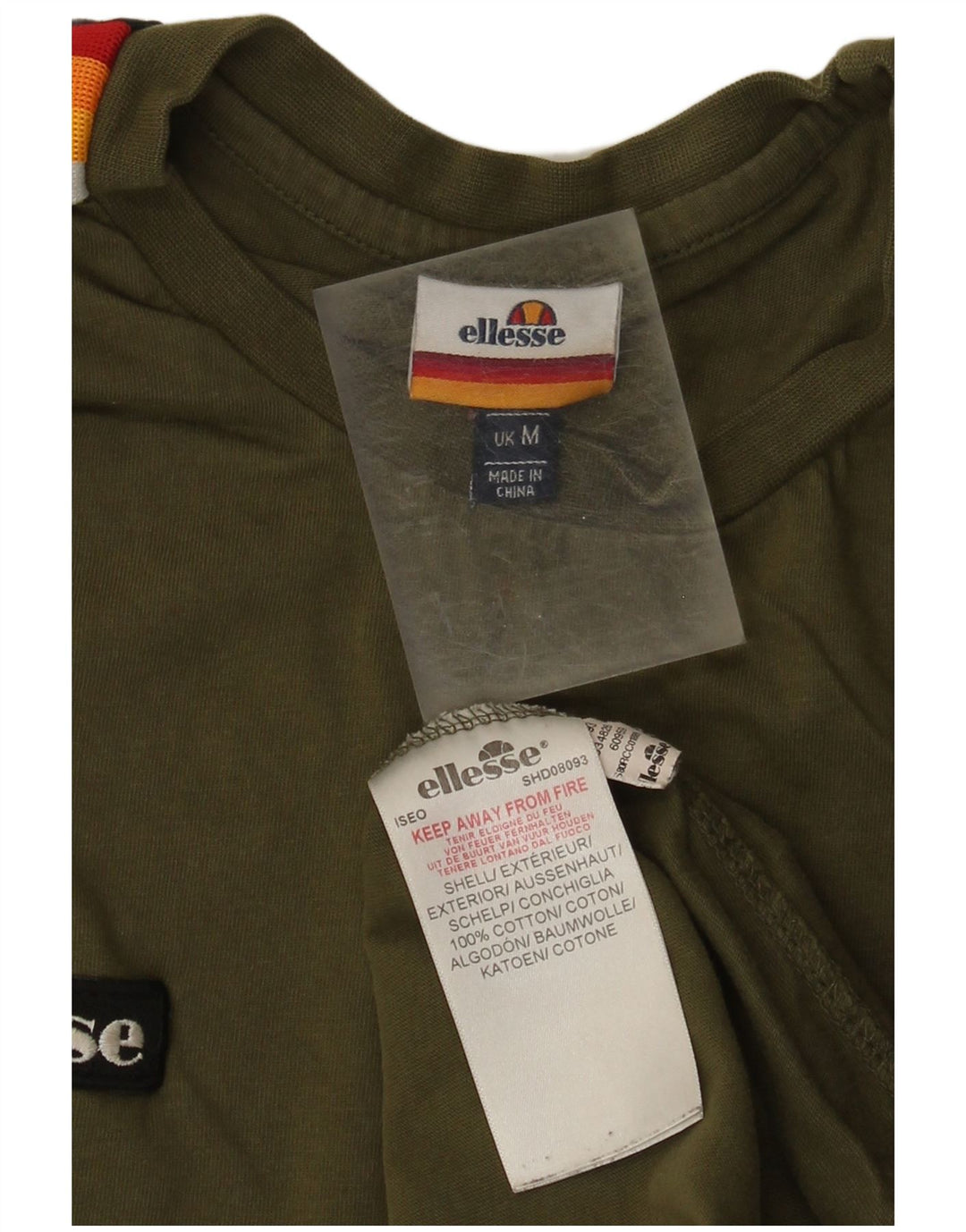 Ellesse Herren-T-Shirt-Oberteil aus mittelgrüner Colourblock-Baumwolle