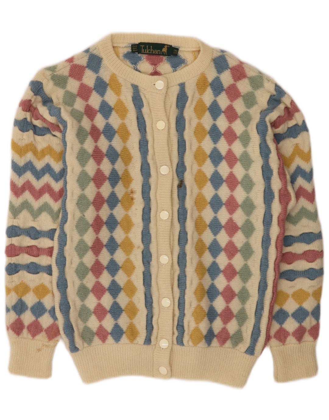Strickjacke für Damen von Tulchan, Einheitsgröße, beige Argyle/Diamant-Schurwolle