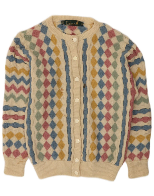 Strickjacke für Damen von Tulchan, Einheitsgröße, beige Argyle/Diamant-Schurwolle