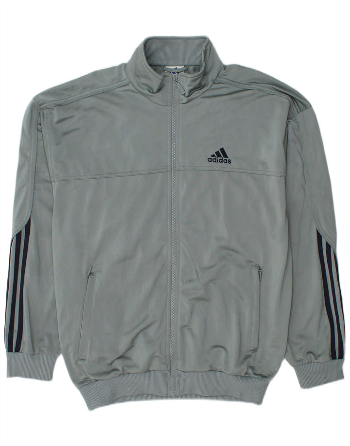 ADIDAS Herren-Trainingsanzug-Oberteiljacke UK 38/40 Mittelblaues Polyester