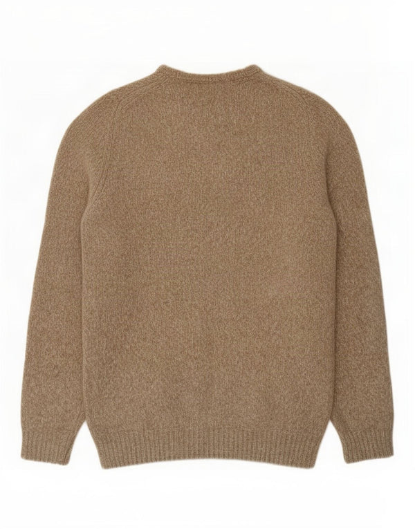 Massimo Dutti Herren-Pullover mit U-Boot-Ausschnitt, XL, Beige meliert