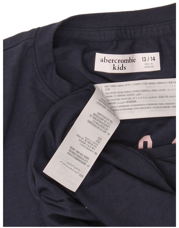 ABERCROMBIE & FITCH Grafik-T-Shirt-Oberteil für Mädchen, 13–14 Jahre, marineblaue Baumwolle